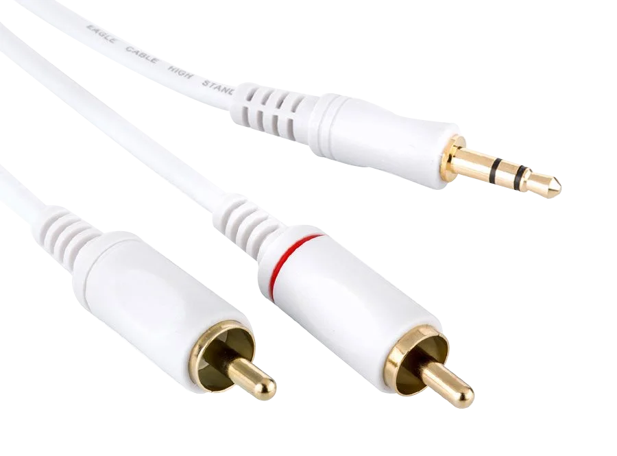 EAGLE CABLE 20071208 High Standard Mini 3,5 mm Jack - 2xRCA kábel, fehér, 0,8 m