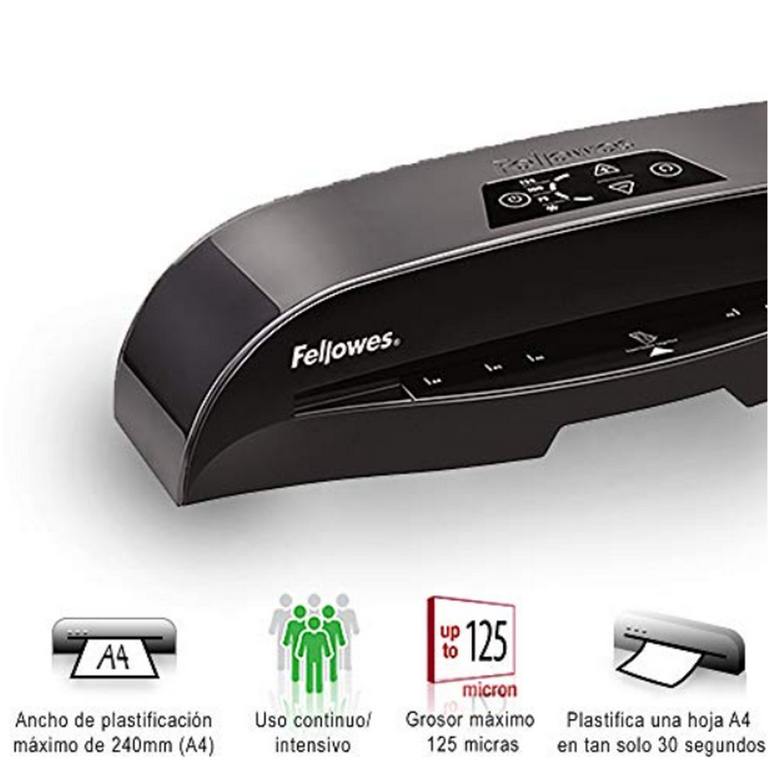 Plastificadora - Fellowes 5740701 Calibre A4, Tecnología HotSwap, Apagado automático, Negro