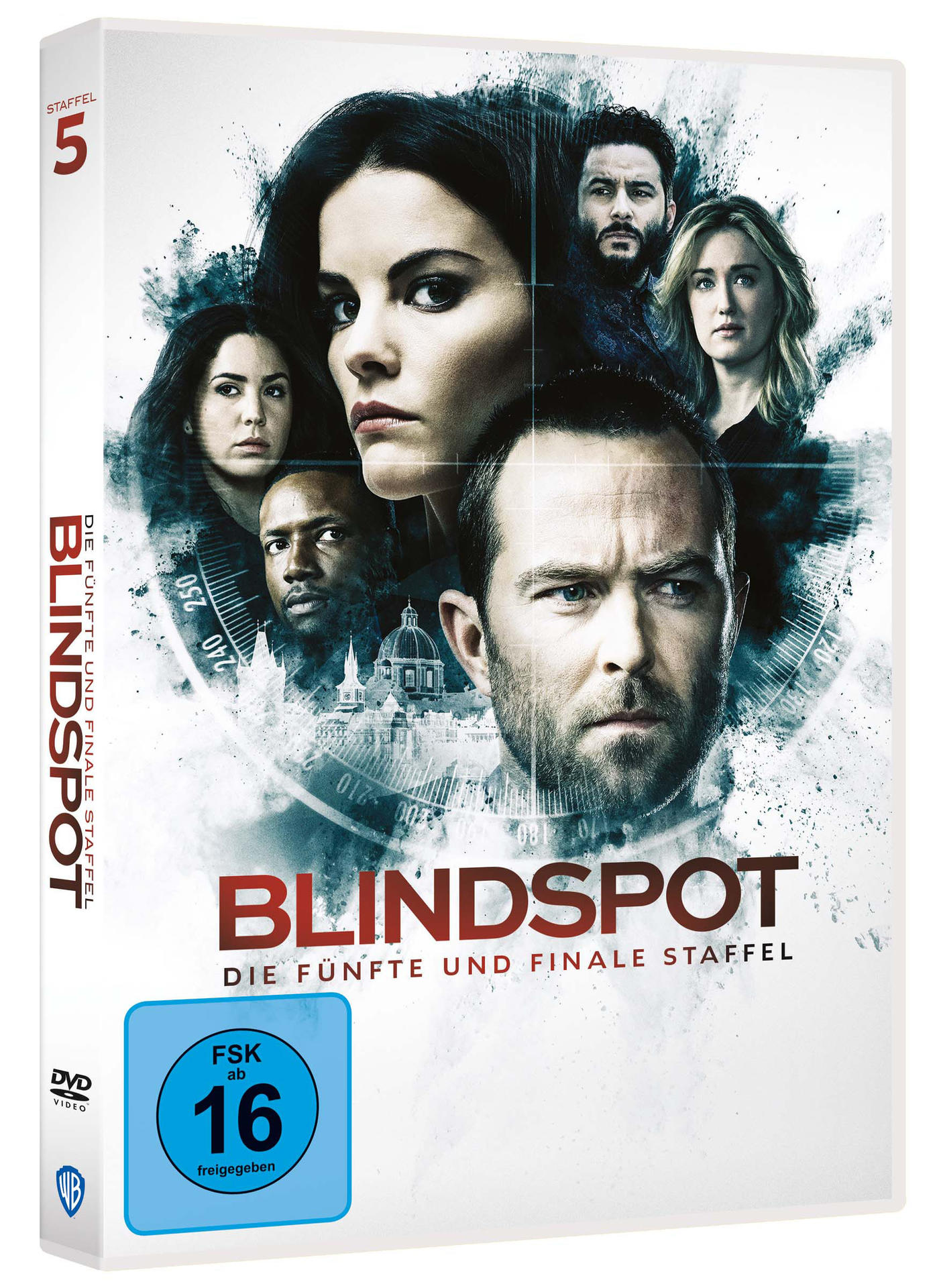 DVD-Cover für 'Blindspot' Staffel 5. Zeigt Porträts der Darsteller und den Titel der Serie.