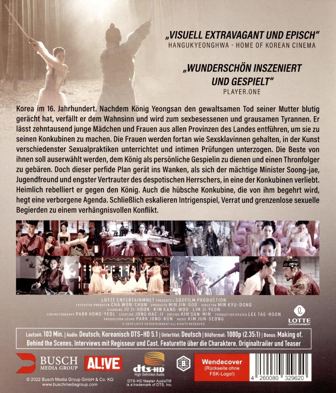 Film-Rückseite. Text auf Koreanisch, mit Schauspielern und einer Szene aus dem Film. Text auf Deutsch.