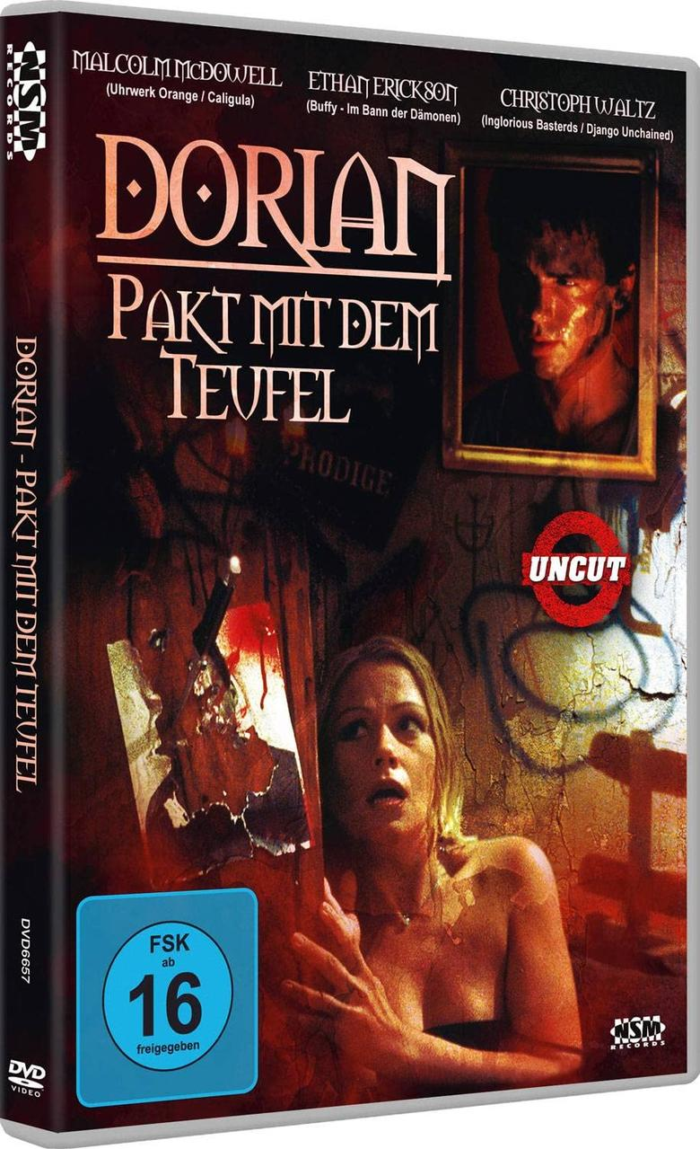 DVD-Cover des Films Dorian, mit Schauspielern und Text, mit einer dunklen, dramatischen Ästhetik.