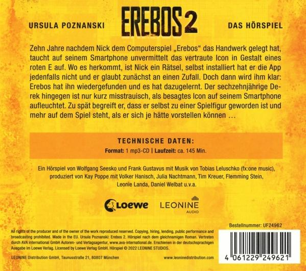 Ein Buchcover mit deutschem Text. Es bewirbt ein Hörspiel mit technischen Details unten.