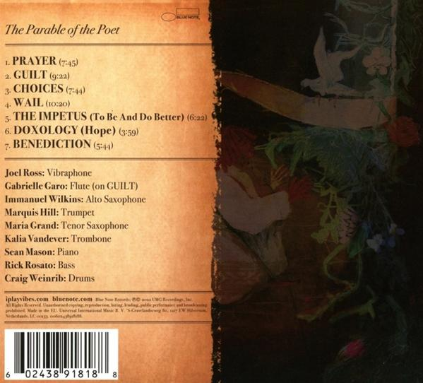 Albumcover, Titelliste und Credits. Enthält ein florales Design. Der Text ist auf Englisch.