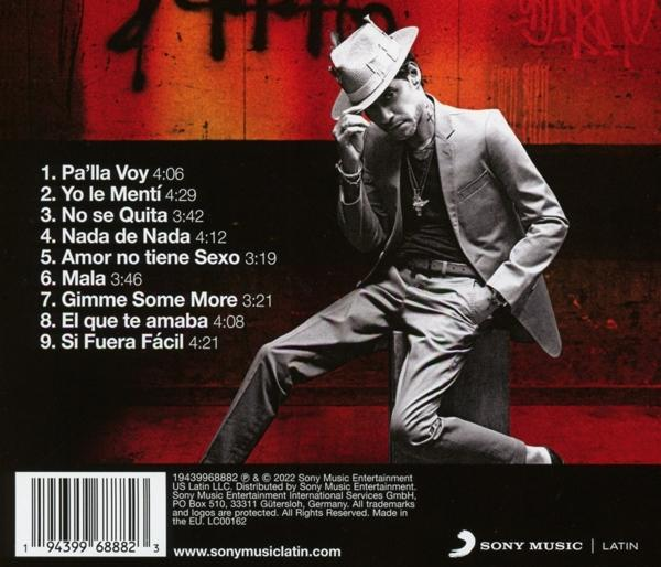 Albumcover mit einem Mann mit Hut, der sitzt. Titelliste auf Spanisch links.
