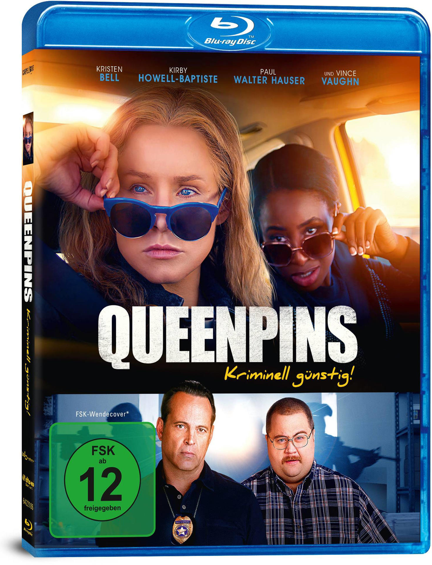 DVD-Cover mit zwei Frauen im Auto. Der Titel lautet Queenpins.