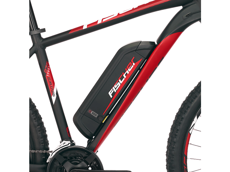FISCHER MONTIS EM 1726 Mountainbike (Laufradgröße: 27,5 Zoll, Rahmenhöhe: 48 cm, Herren-Rad, 422 Wh, Schwarz-Rot)