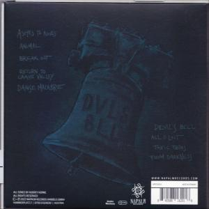 Rückseite einer CD, Songtitel und Glockenillustration.