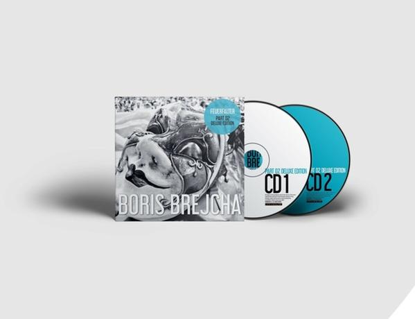 CD-Cover und zwei CDs. Das Cover zeigt ein Schwarz-Weiß-Bild eines Kopfes. Die CD ist blau.