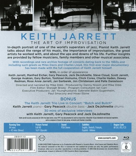 DVD-Cover mit Text über den Jazzpianisten Keith Jarrett.