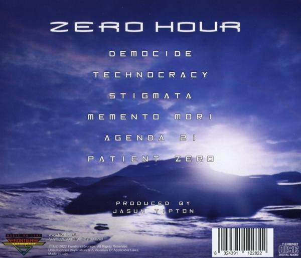 Albumrückseite mit Titel und Songliste über einer Landschaftsaufnahme.