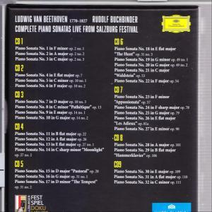 CD-Hülle mit einer Liste von Beethovens Klaviersonaten. Das Cover hat Text, darunter 'Complete Piano Sonatas'.