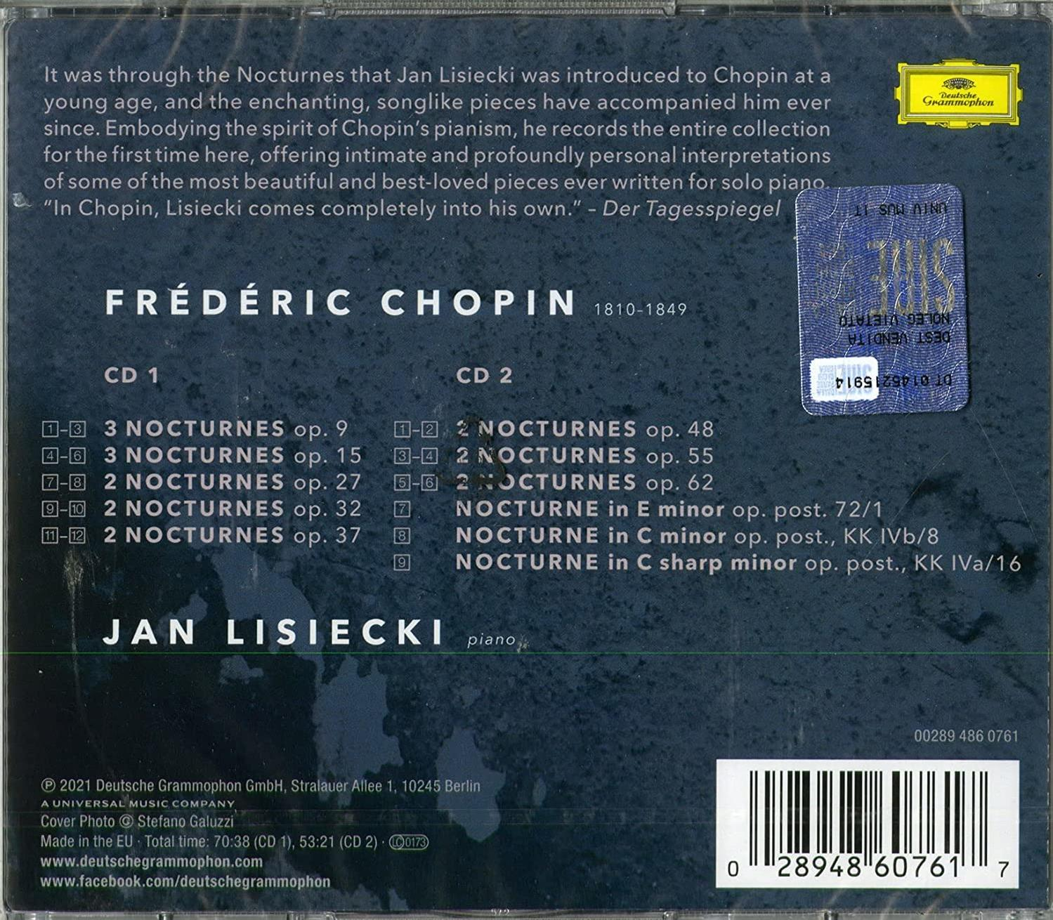Frédéric Chopin Nocturnes CD borító, Jan Lisiecki zongorán.