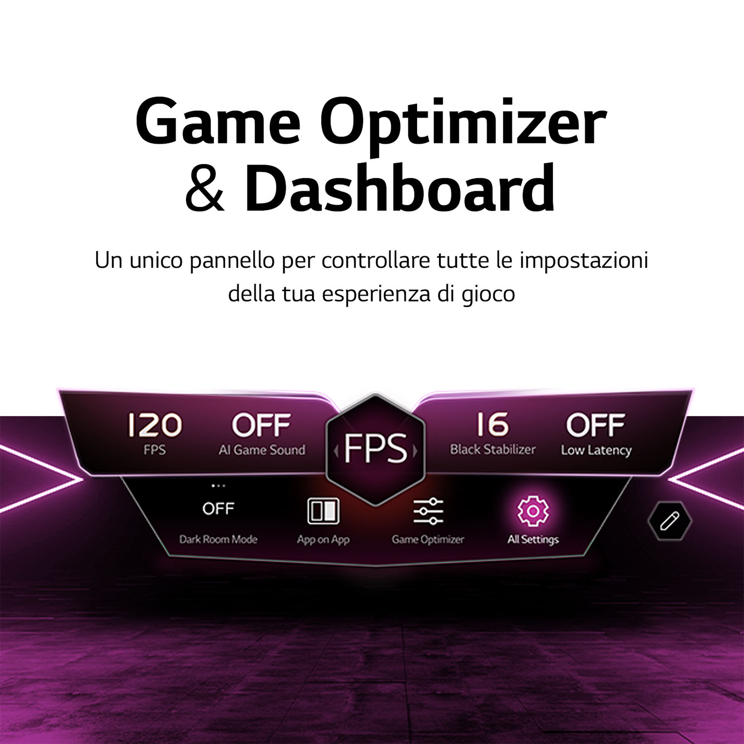 Dashboard di Game Optimizer con varie impostazioni.