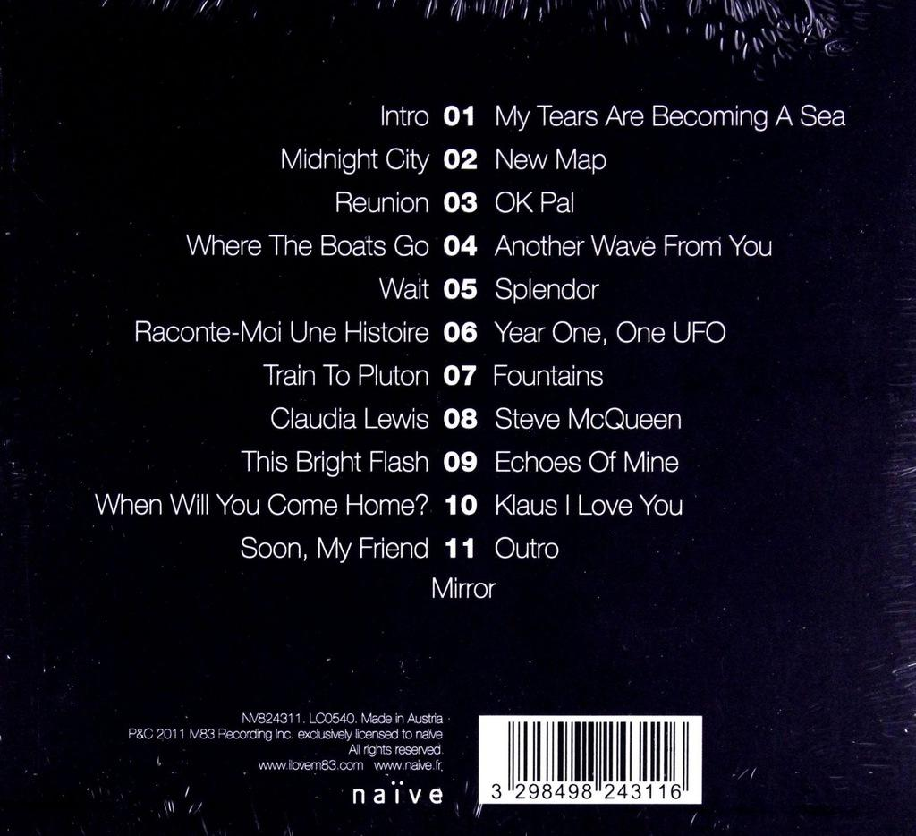 CD-Cover mit Titelliste: Intro, My Tears Are Becoming A Sea, Midnight City und mehr.