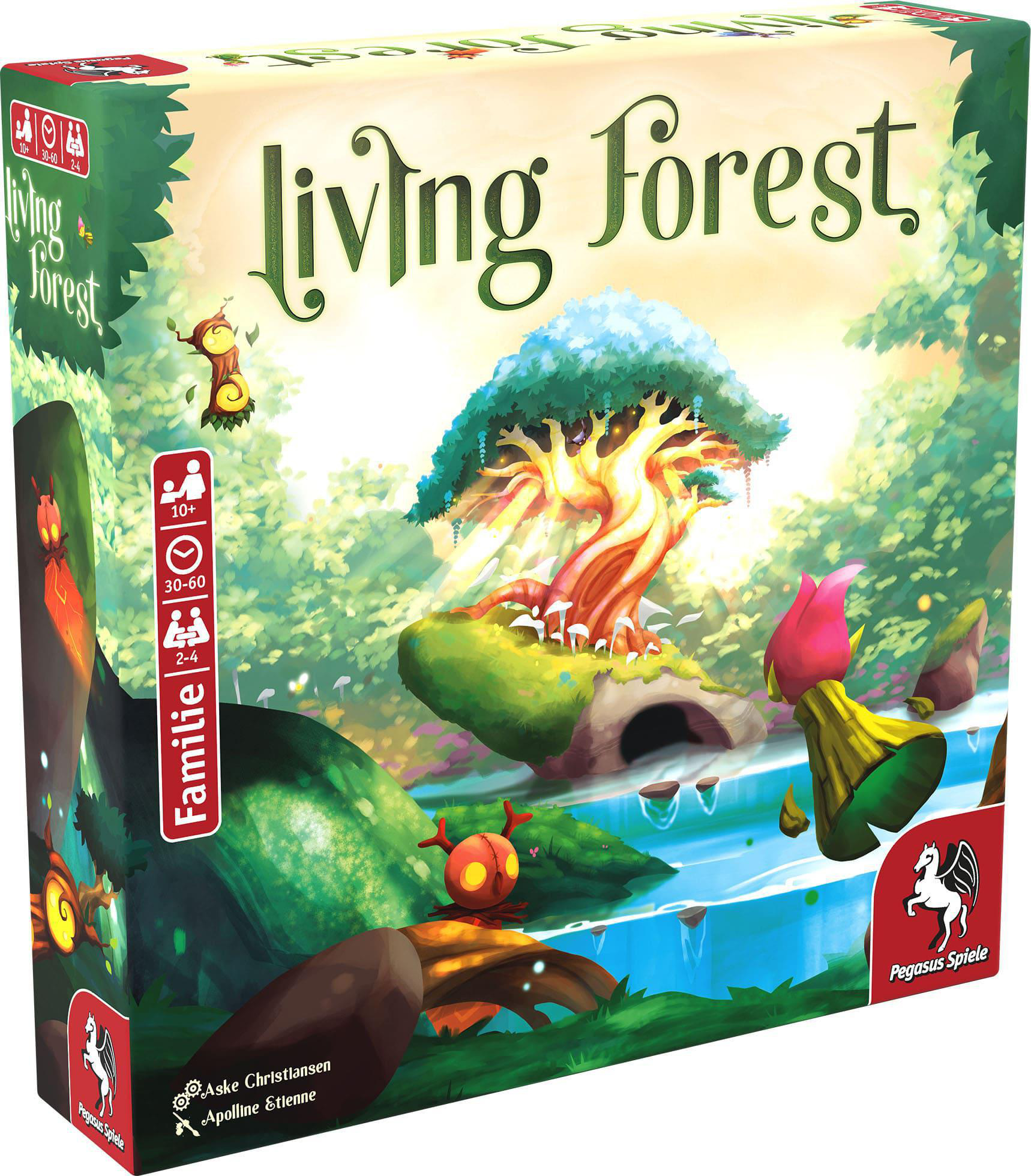 Spielbox 'Living Forest' mit Waldszene und Spieldetails.