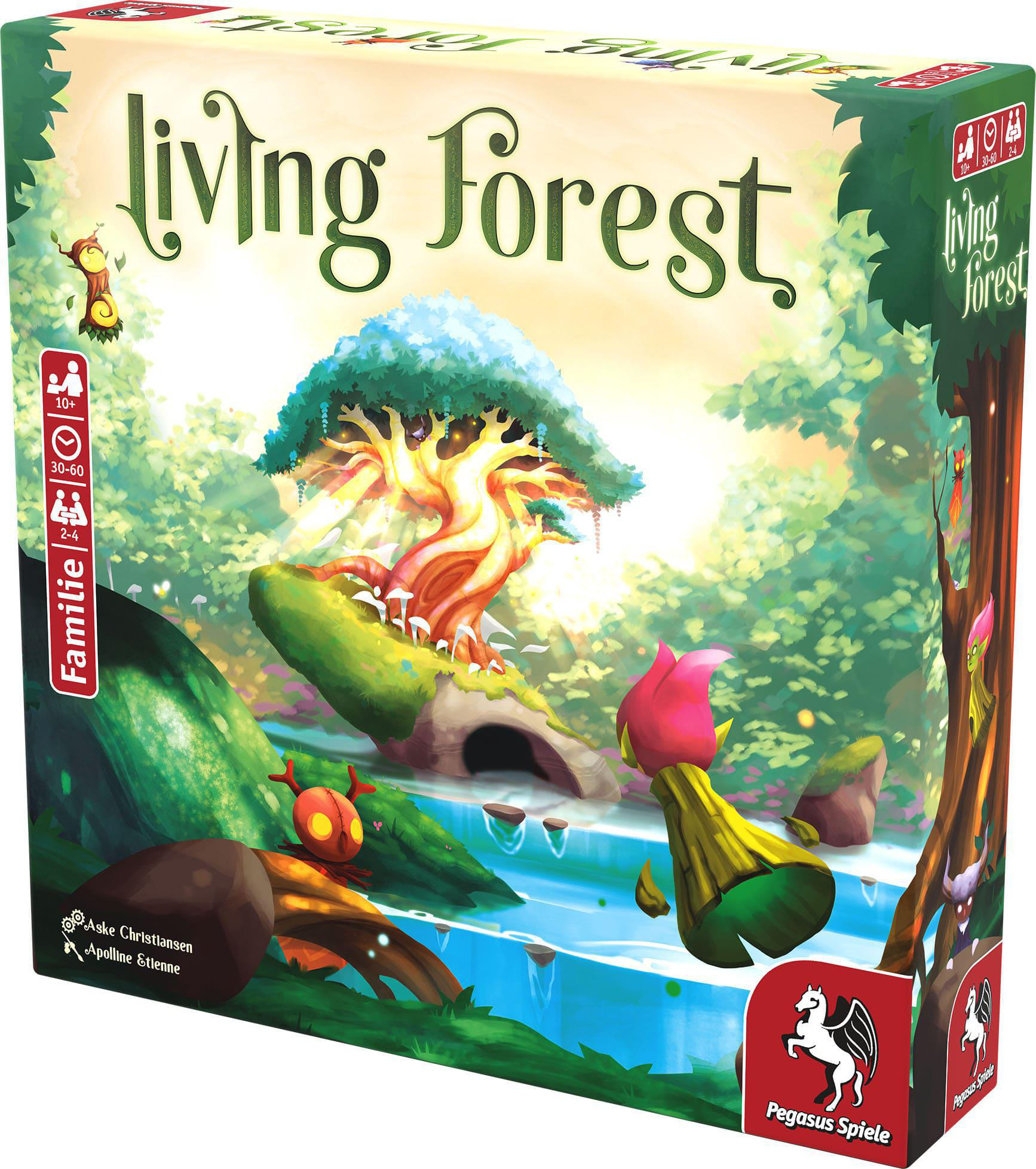 Schachtel des Brettspiels 'Living Forest' mit einer farbenfrohen Illustration einer Waldszene.