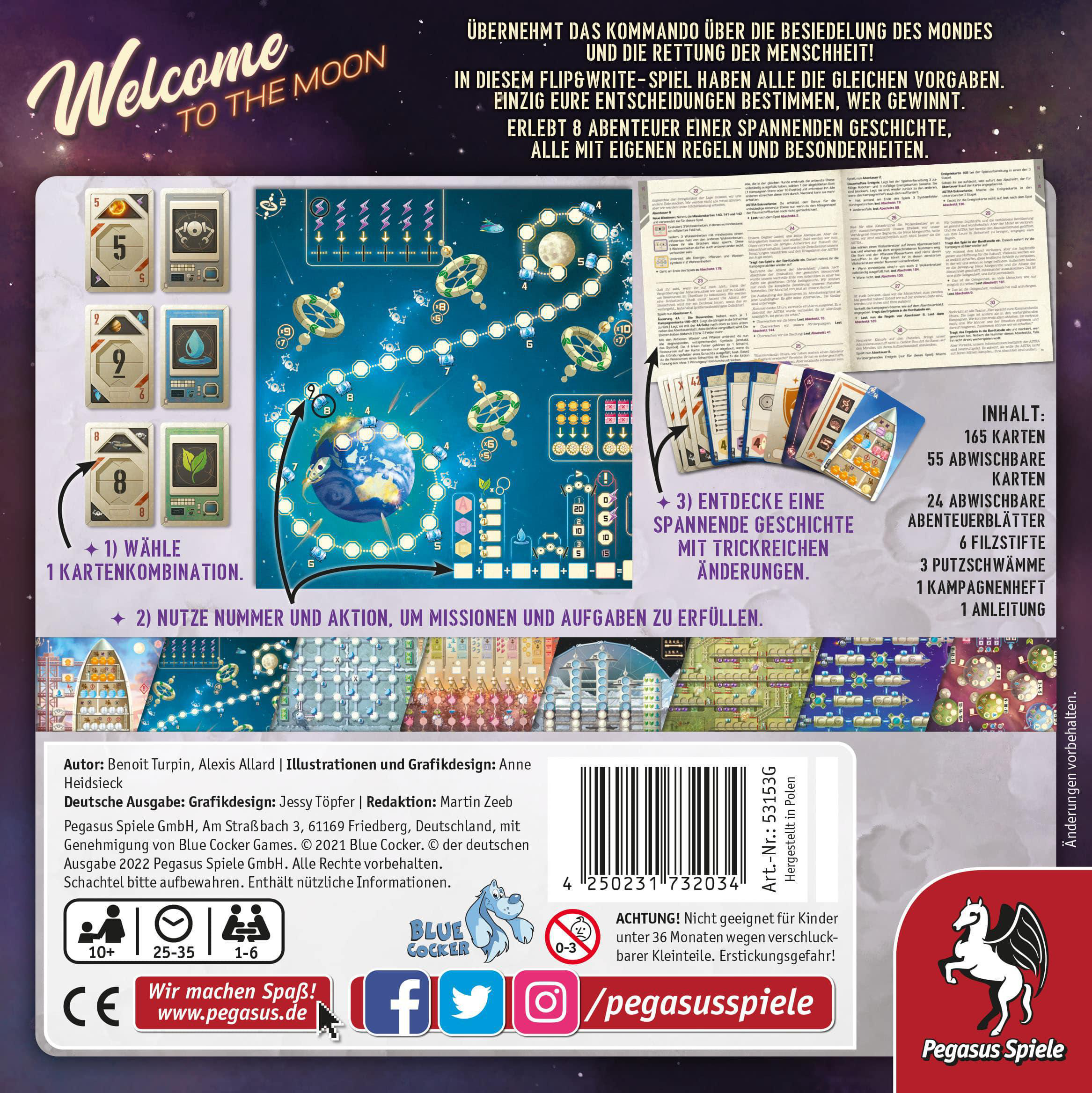 PEGASUS SPIELE Welcome to Moon Mehrfarbig the Brettspiel