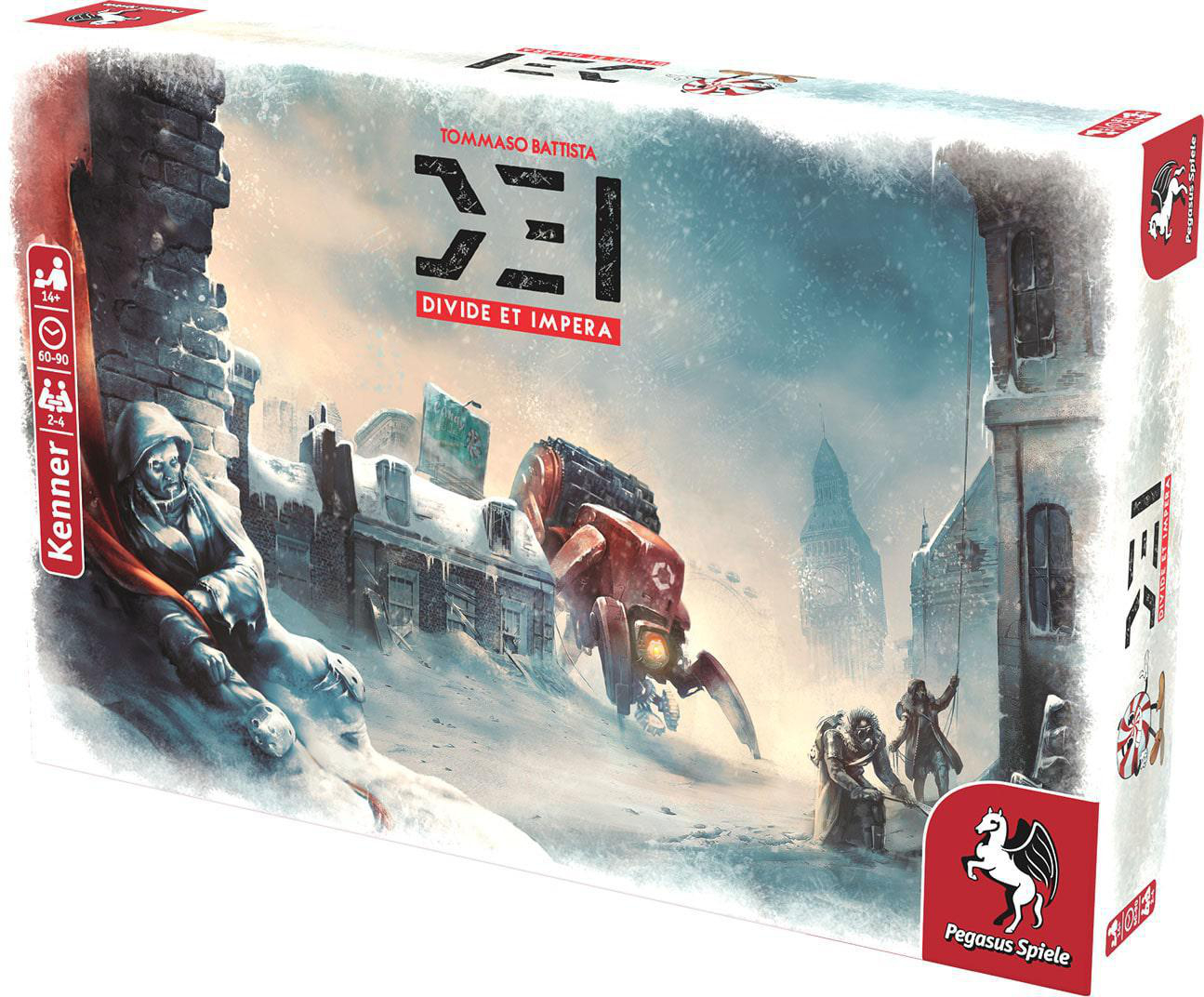 Eine Spielbox mit Winterszene, Figuren und dem Titel 'DEI'.
