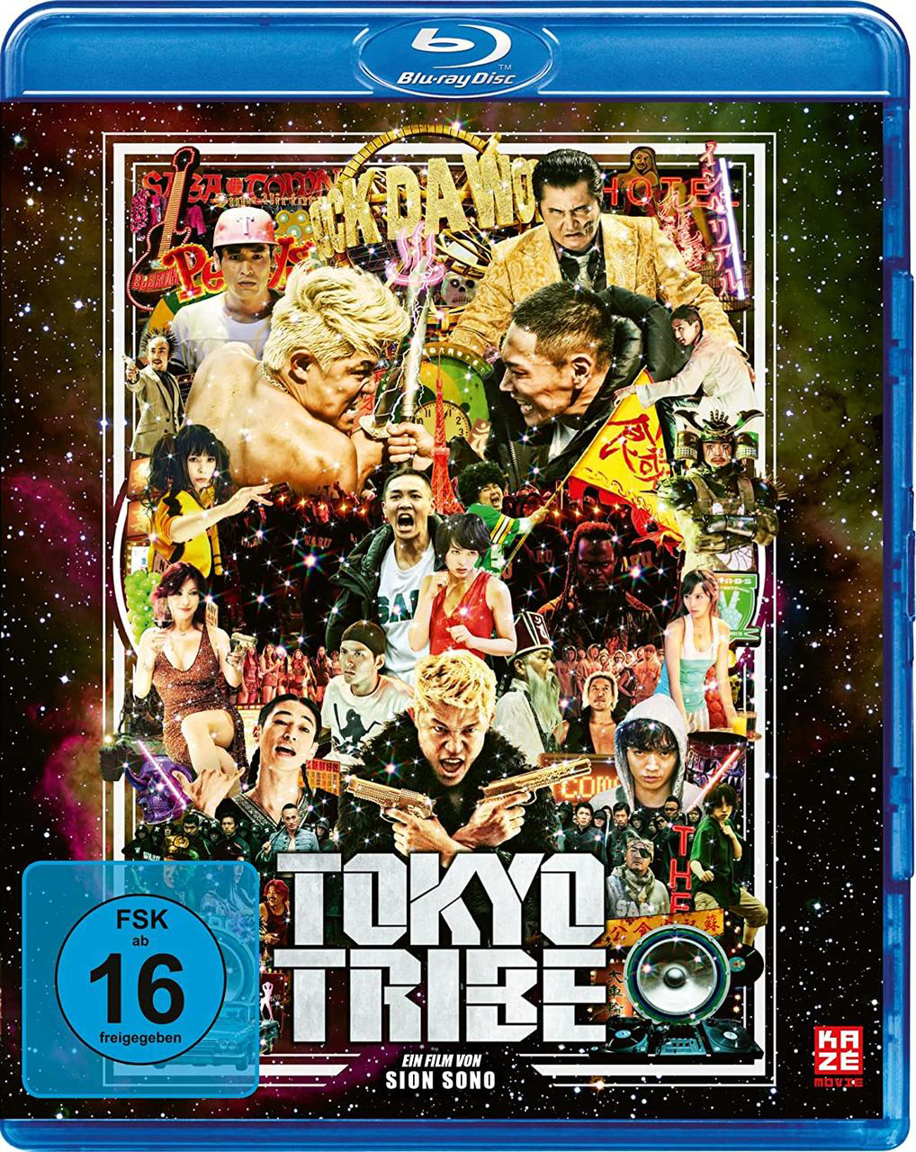 Tokyo Tribe Blu-ray Cover mit Collage von Personen und Titel.