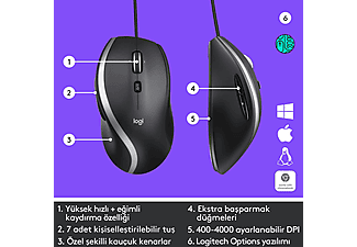 LOGITECH M500S 4000 DPI Gelişmiş USB Kablolu Mouse - Siyah_1