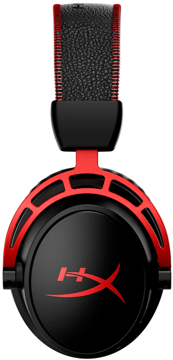 Casque gaming HyperX noir et rouge. Le casque a un design rouge et noir avec le logo HyperX.