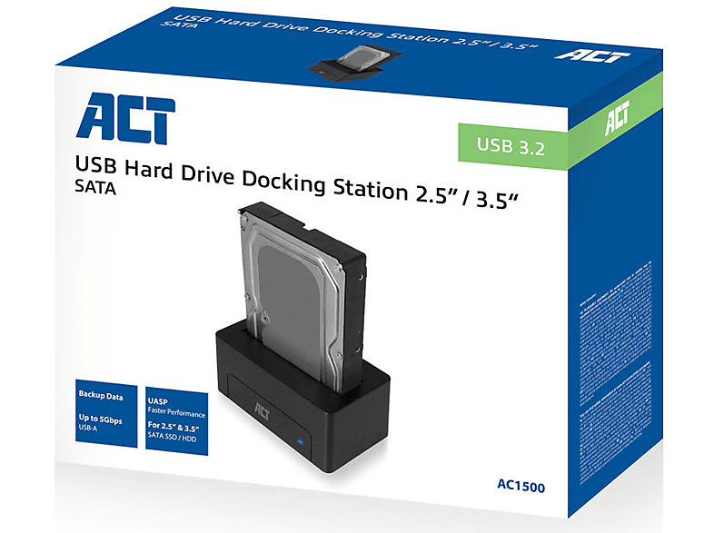 ORICO USB 3.0 naar SATA harde schijf docking station, 3,5 inch harde schijf behuizing voor 2,5 of 3,5 inch SATA HDD/SSD tot 20TB met 12V 2A voeding, gereedschapsvrij (6619US3