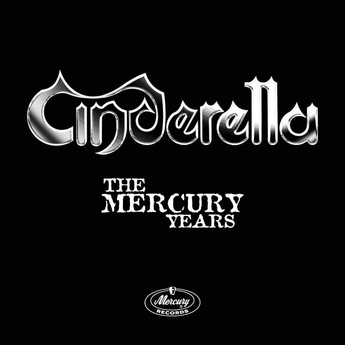Cinderella album borítója. Ezüst szöveg fekete háttéren. A cím és a zenekar neve látható.