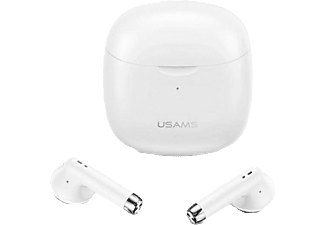 USAMS Outlet TWS vezeték nélküli fülhallgató töltőtokkal, érintőgombos vezérléssel, BT5.0, fehér (BHUIA02 )