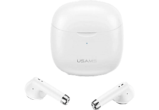 USAMS TWS vezeték nélküli fülhallgató töltőtokkal, érintőgombos vezérléssel, BT5.0, fehér (BHUIA02 )