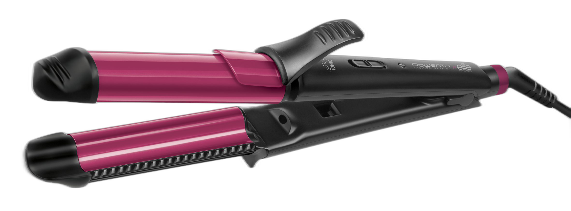 Plancha de pelo - Rowenta CF4512F0 Fashion Stylist, 3 en 1, Placas 3D, Rosa y negro