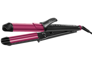Plancha de pelo - Rowenta CF4512F0 Fashion Stylist, 3 en 1, Placas 3D, Rosa y negro