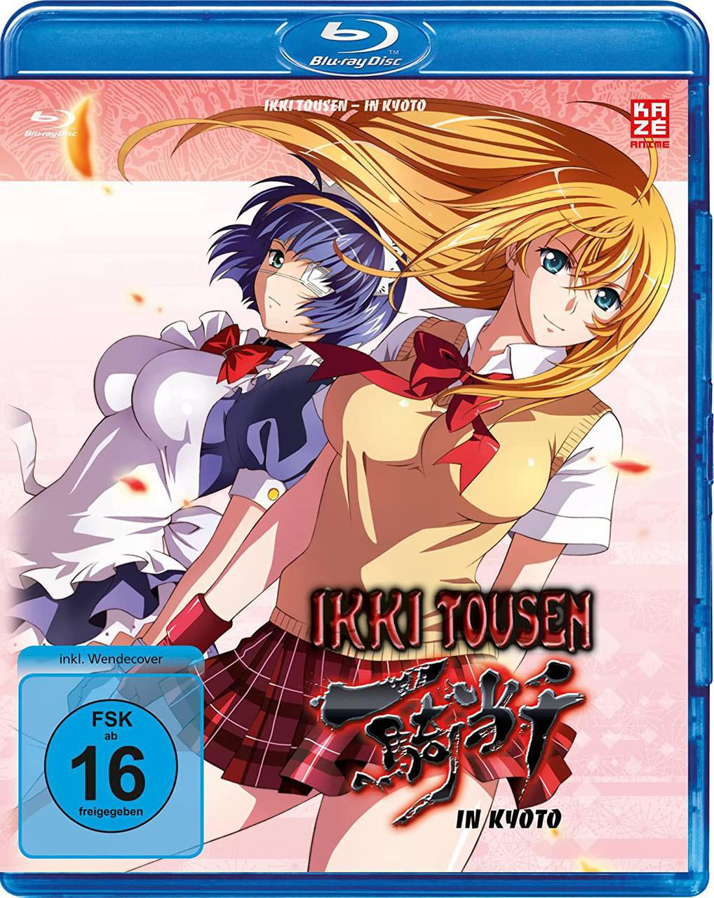 Anime-DVD-Cover. Zwei Mädchen in Schuluniformen. Blaue Disc-Hülle. Der Titel ist japanisch.