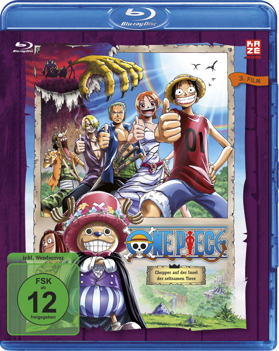 One Piece Anime Blu-ray-Cover mit Daumen hoch zeigenden Charakteren und Text.