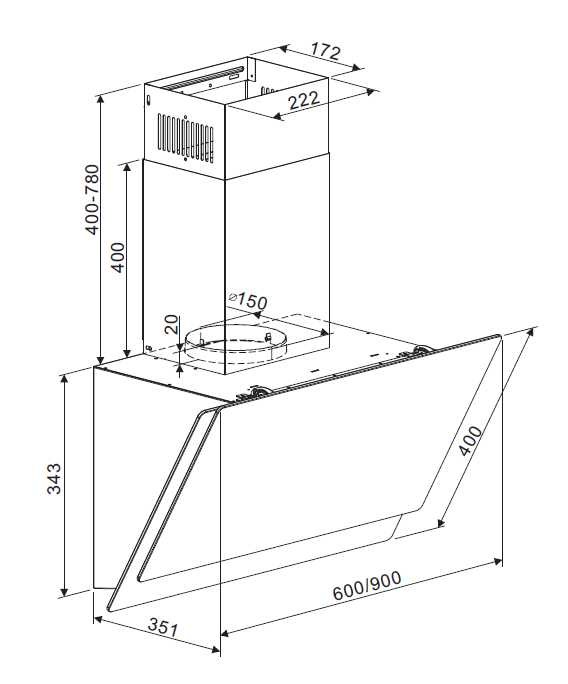 RESPEKTA CH77090WA, Dunstabzugshaube (900 mm breit, 313 mm tief)