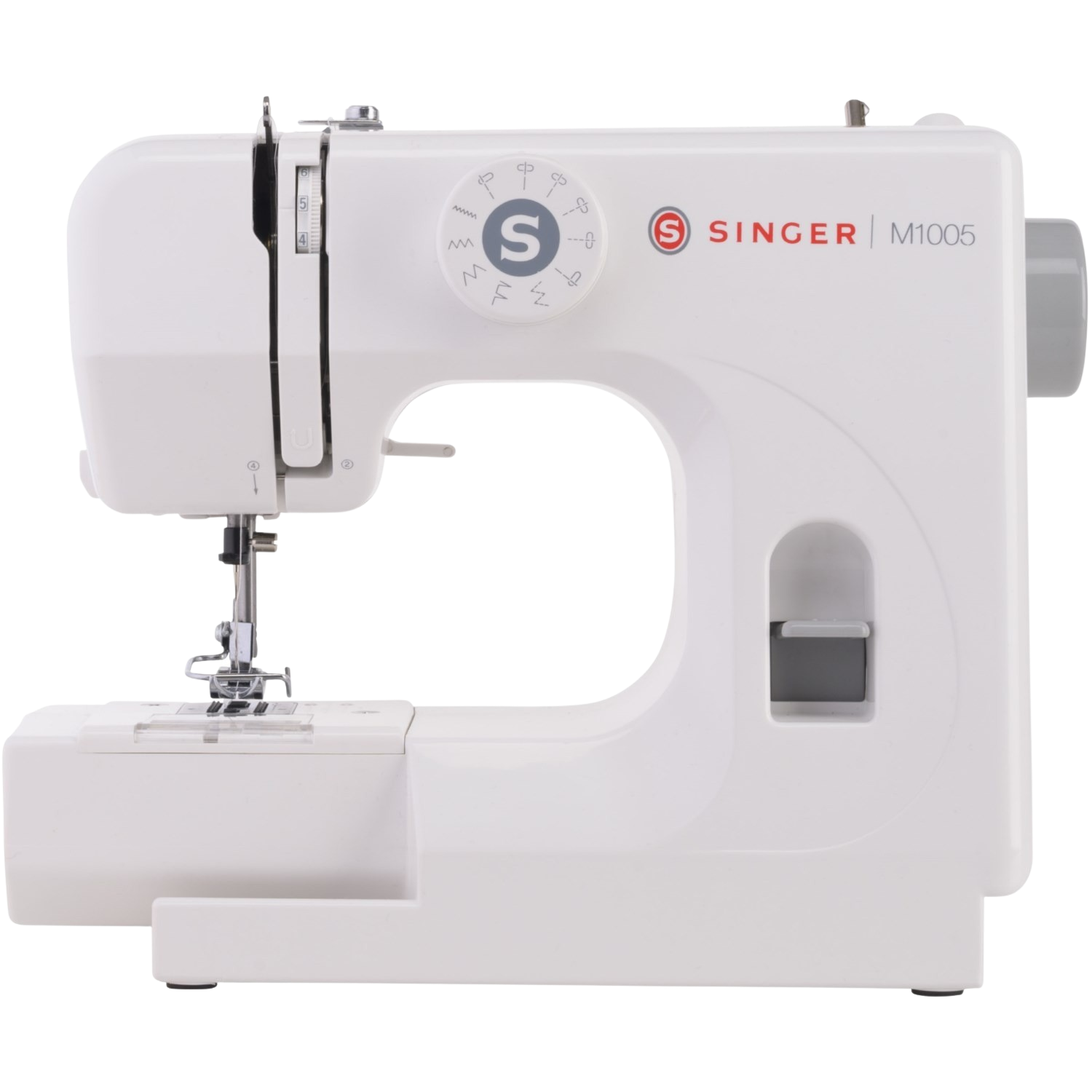 Máquina de coser - Singer M1005, Hasta 4 mm, Ancho de Zig-Zag, Luz LED Stay Bright™, Blanco
