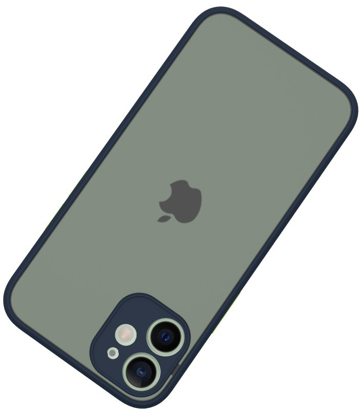 Zöld telefontok iPhone-hoz, Apple logó látható. Sötétkék szegély, fehér háttér.
