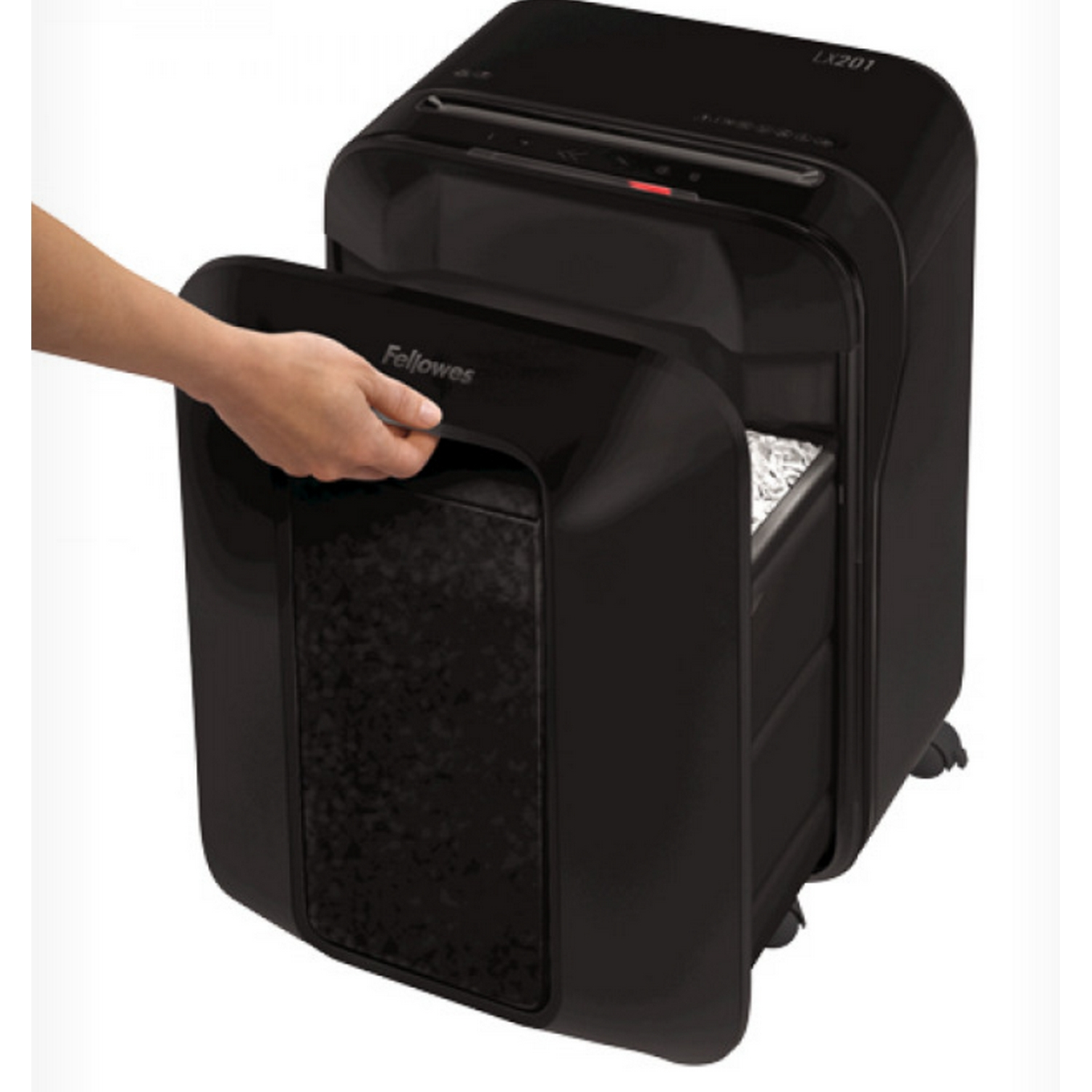 Destructora de papel - Fellowes BF5050001, LX201, 12 Hojas, Nivel de seguridad: P-5, 22 l, Sistema Anti-Atasco, Negro