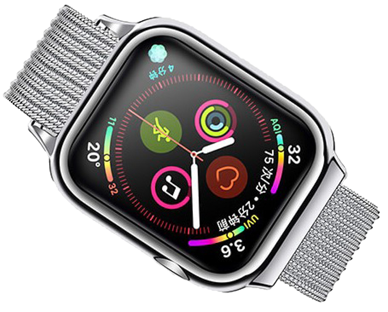 USAMS Mágneses fém szíj és tok Watch Series 4 5 típushoz, 40mm, ezüst (ZB67IW2)