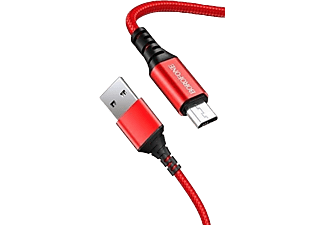 BOROFONE 100 cm-es textil bevonatú micro USB kábel, piros (BX54MICRO)