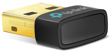 A gold and black USB wifi adapter, against a white background.