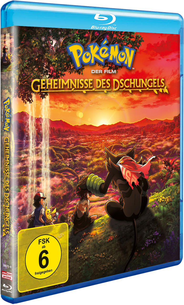 Blaue Blu-ray-Hülle für den Pokémon-Film. Das Cover zeigt eine Filmszene im Dschungel.