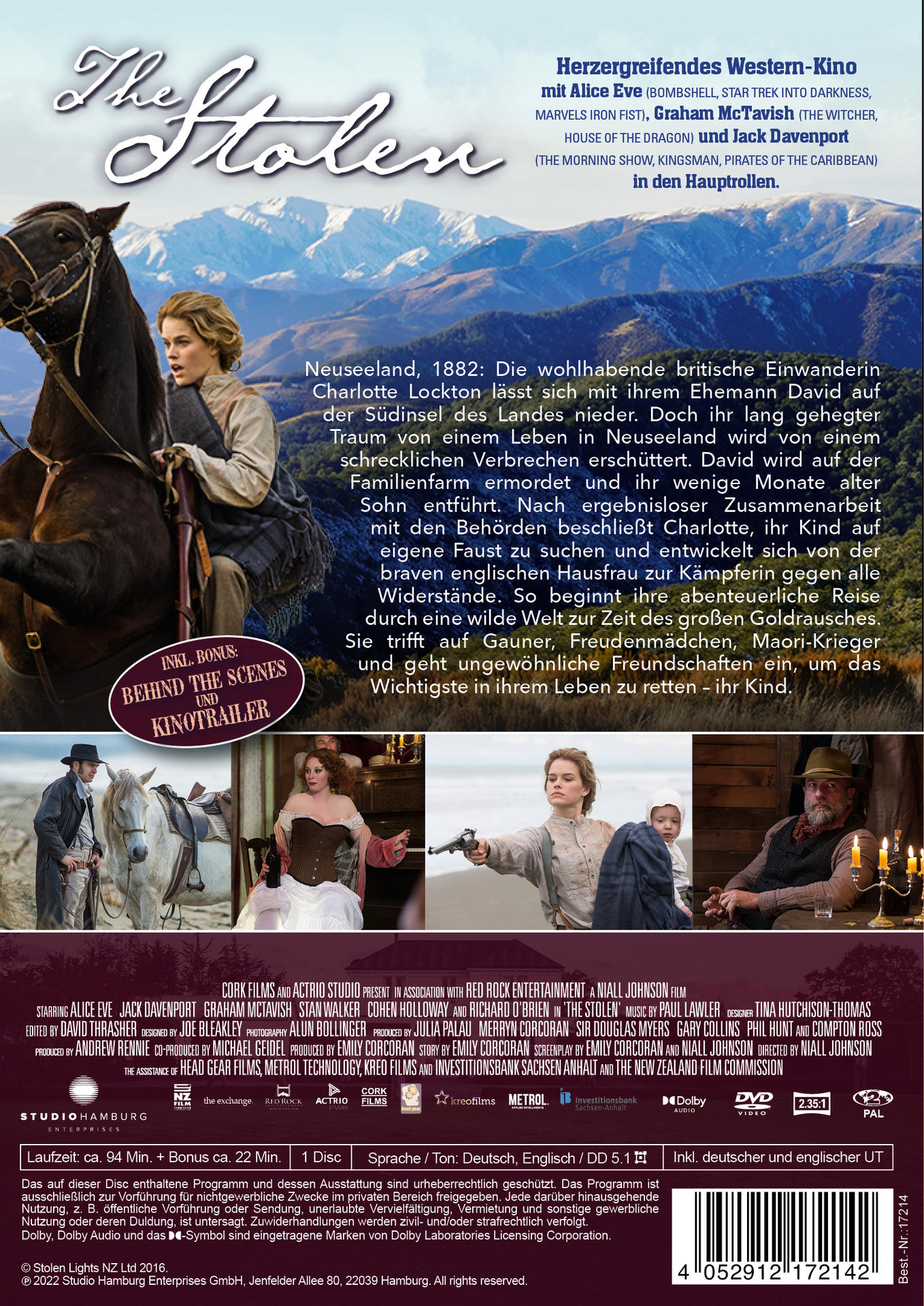 Filmposter mit Text und Bildern, die eine Frau auf einem Pferd zeigen.
