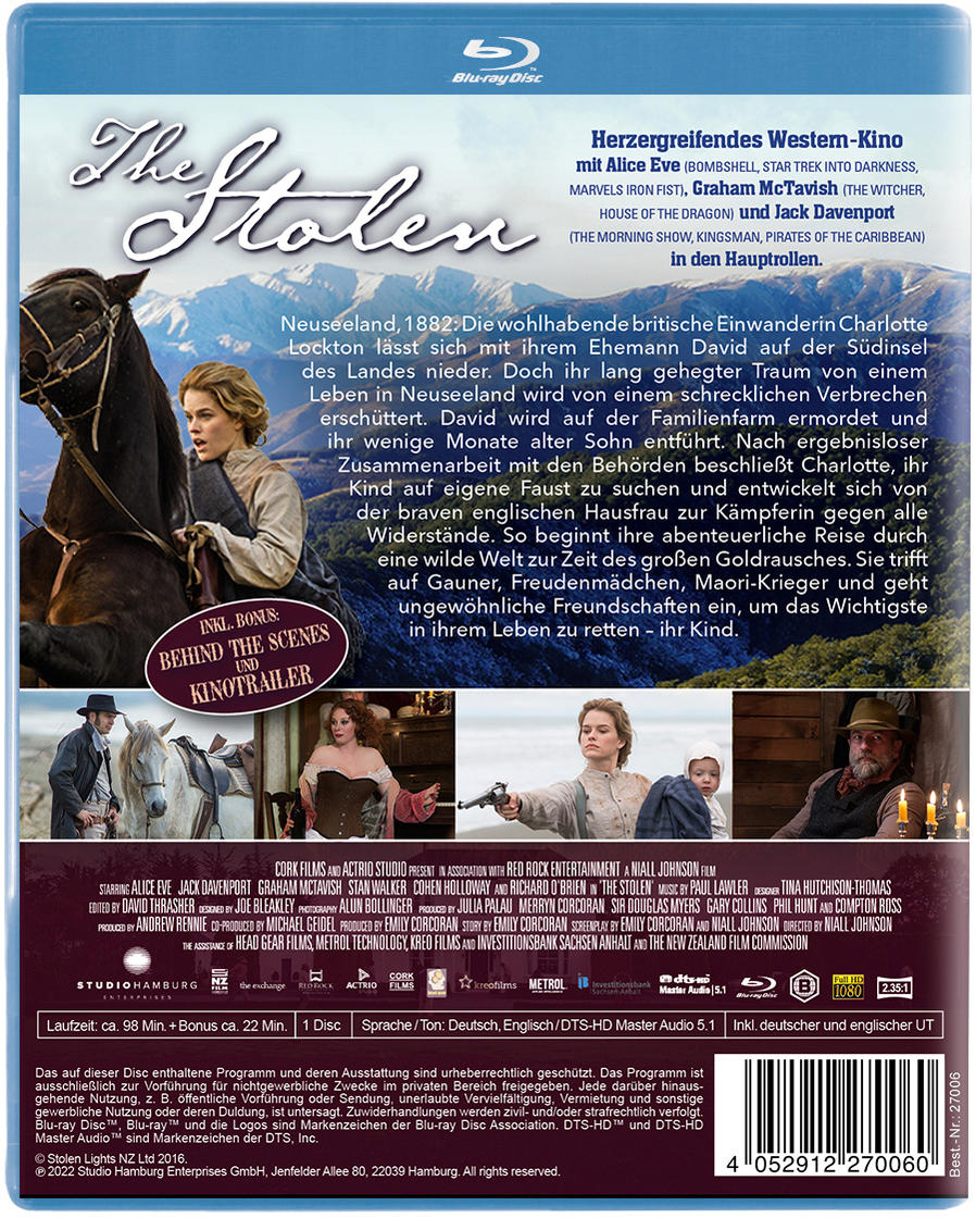 DVD-Cover mit Filmplakat. Eine Frau auf einem Feld, mit einem Pferd. Text und Logos sind sichtbar.