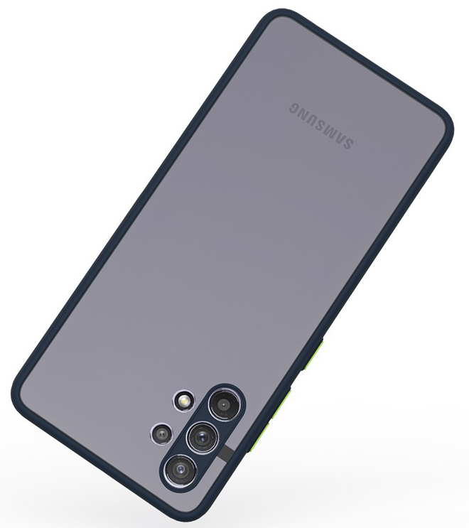 Egy telefon hátulja tokkal, kamerával és a Samsung logóval.
