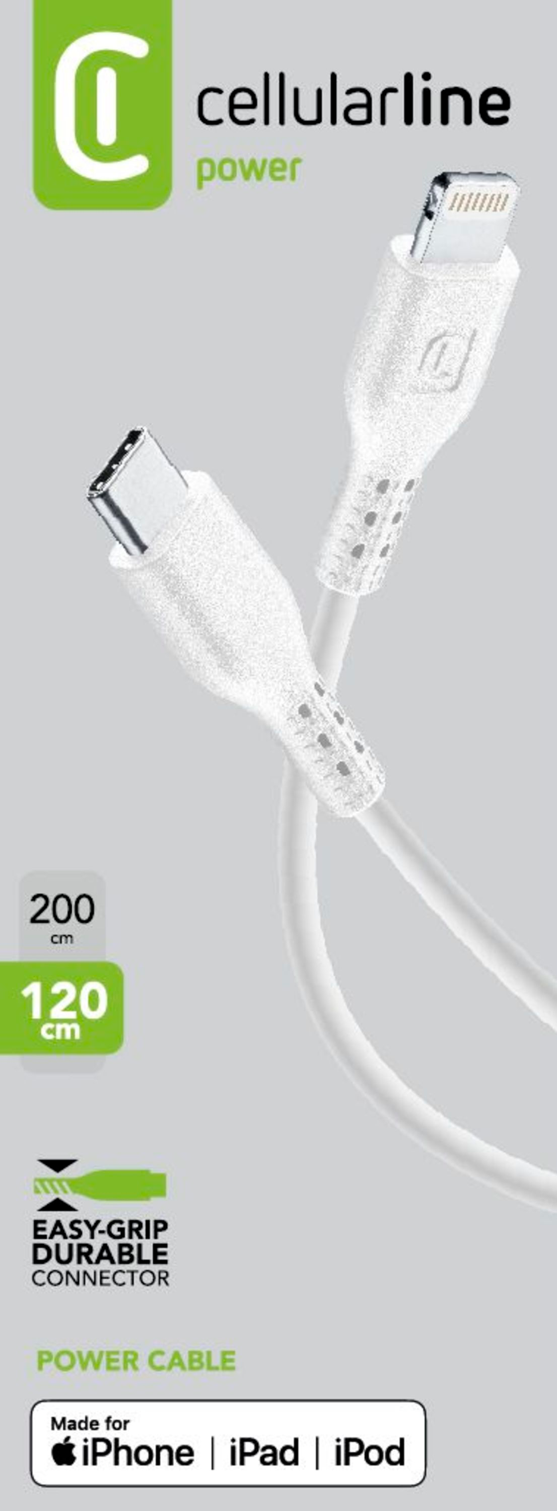 CELLULAR LINE USB DATATAC2LMFITDEV - Câble USB-C vers Lightning (Blanc)