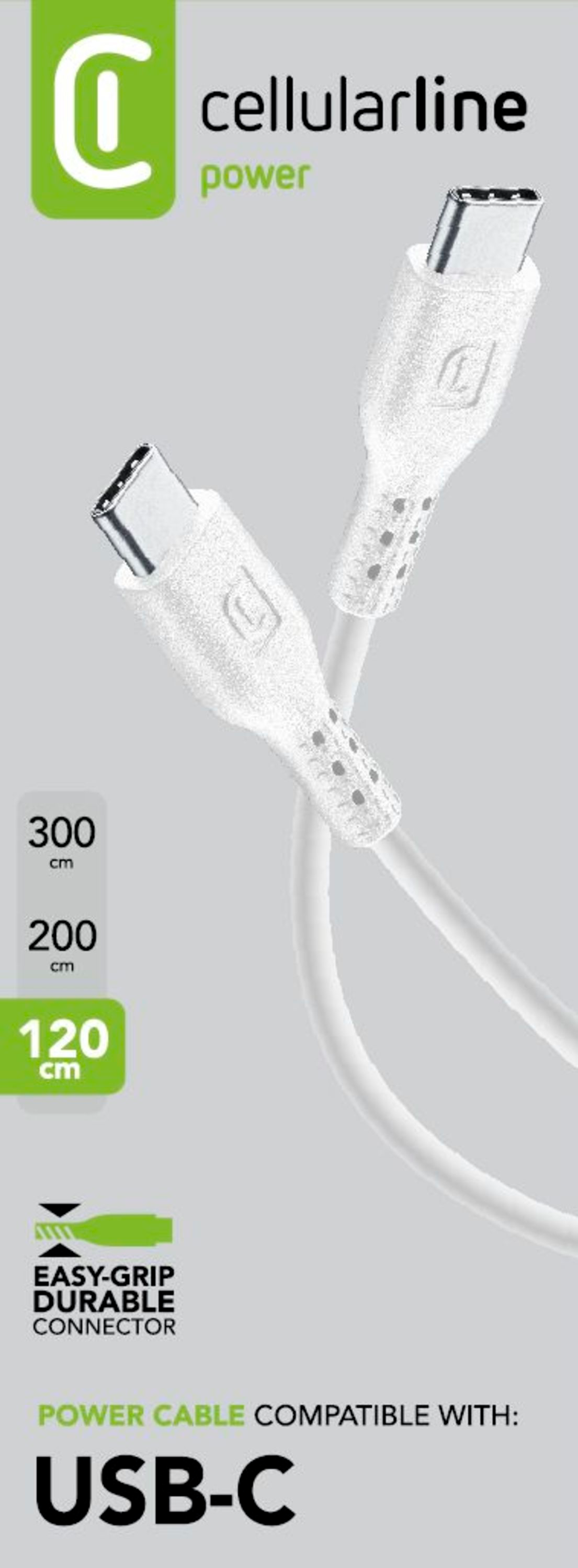 CELLULAR LINE USBDATACUSBCCTABW - Câble USB-C vers USB-C (Blanc)