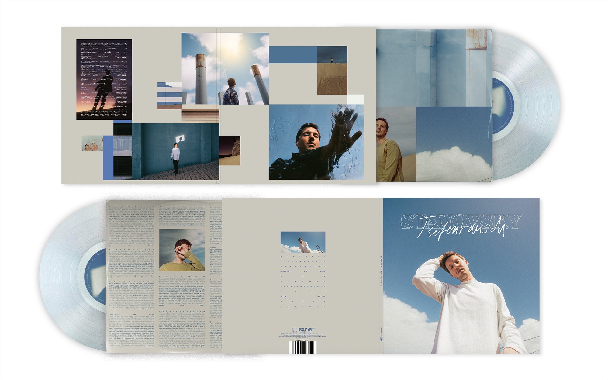 Ein Musikalbum mit mehreren Panels und einer silbernen CD. Das Album enthält Bilder und Text.