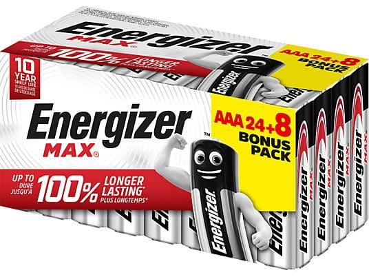 ENERGIZER MAX AAA 24+8 Bonus Pack - Piles (Argent)