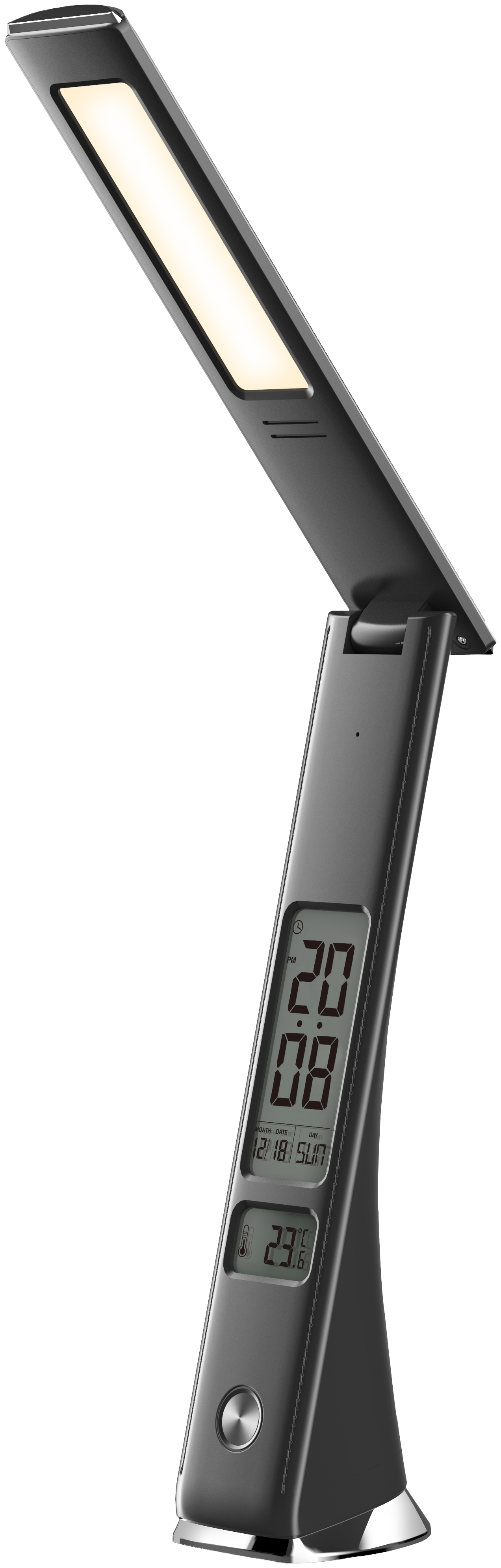 AVIDE Claude LED asztali lámpa, bőrhatású, naptár funkcióval, 5W, 500lm, fekete (ABLDL-BLC-5W-BL)