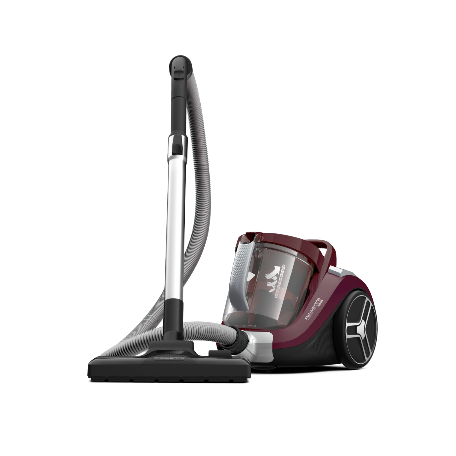 Aspirador sin bolsa - Rowenta RO4873EA Compact Power XXL, Motor EffiTech, Tecnología Ciclónica, 550 W, Depósito 2.5 L, Animal Care, Burdeos